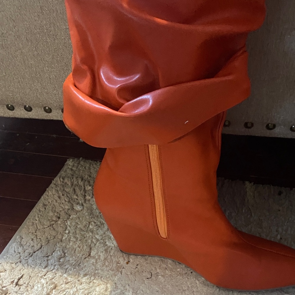 Liliana Tall Wedge Over-the-Knee Boots in Burnt Orange - Picture 2 of 3